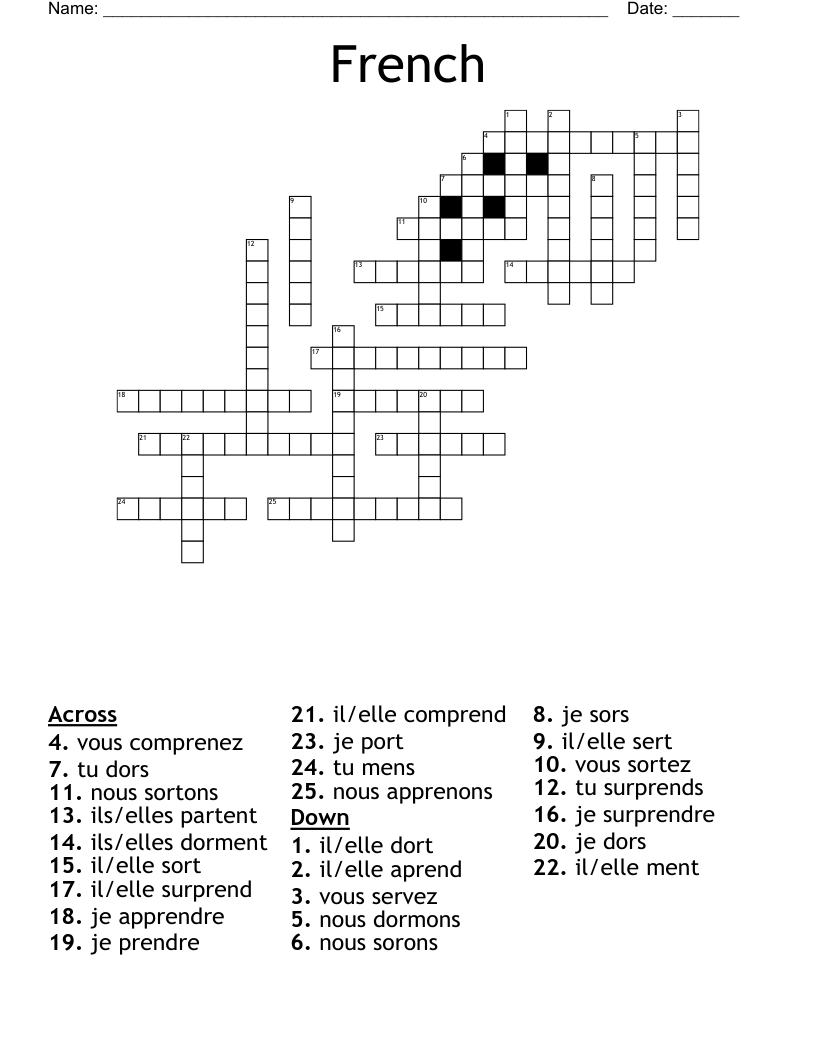 French Crossword WordMint