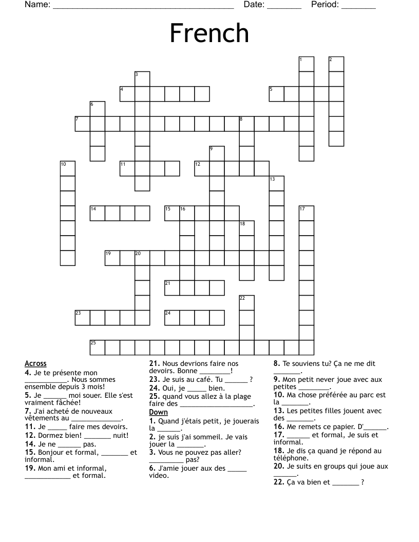 French Crossword WordMint