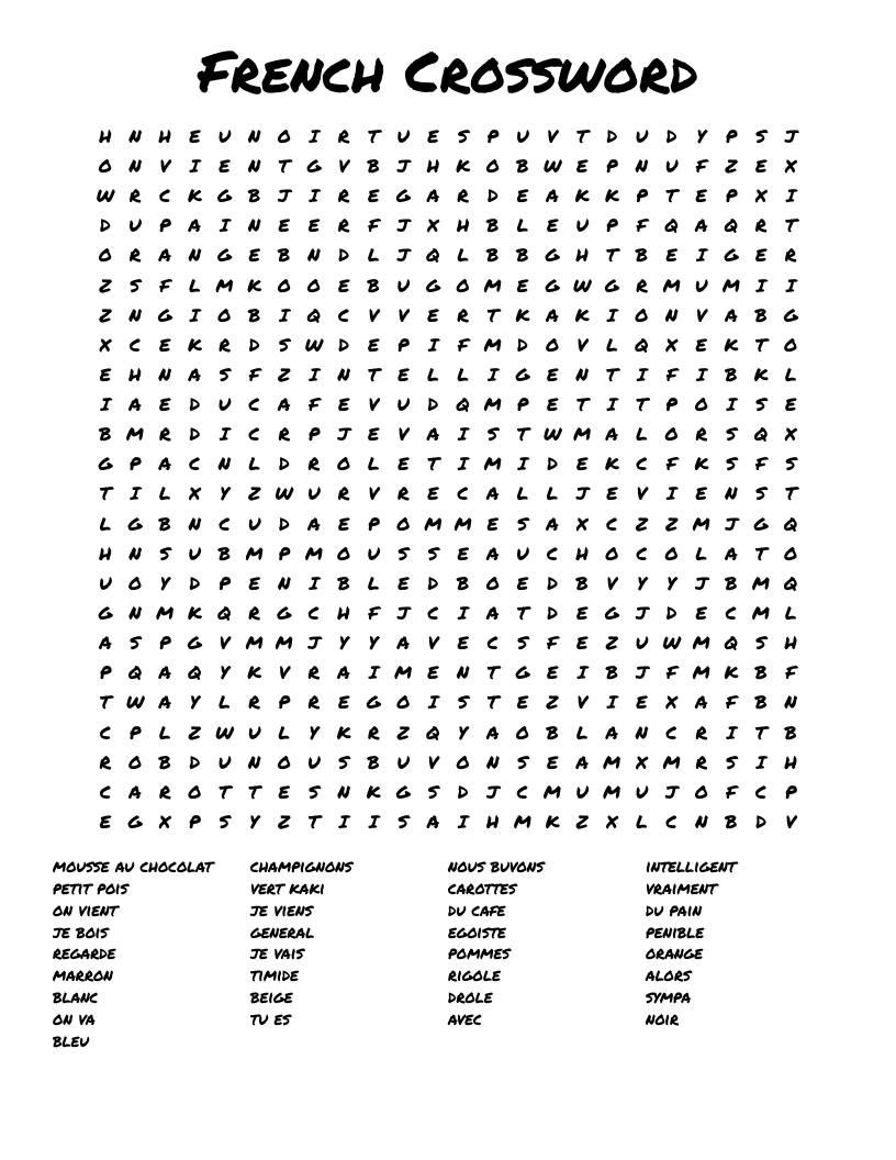 French Crossword Word Search WordMint