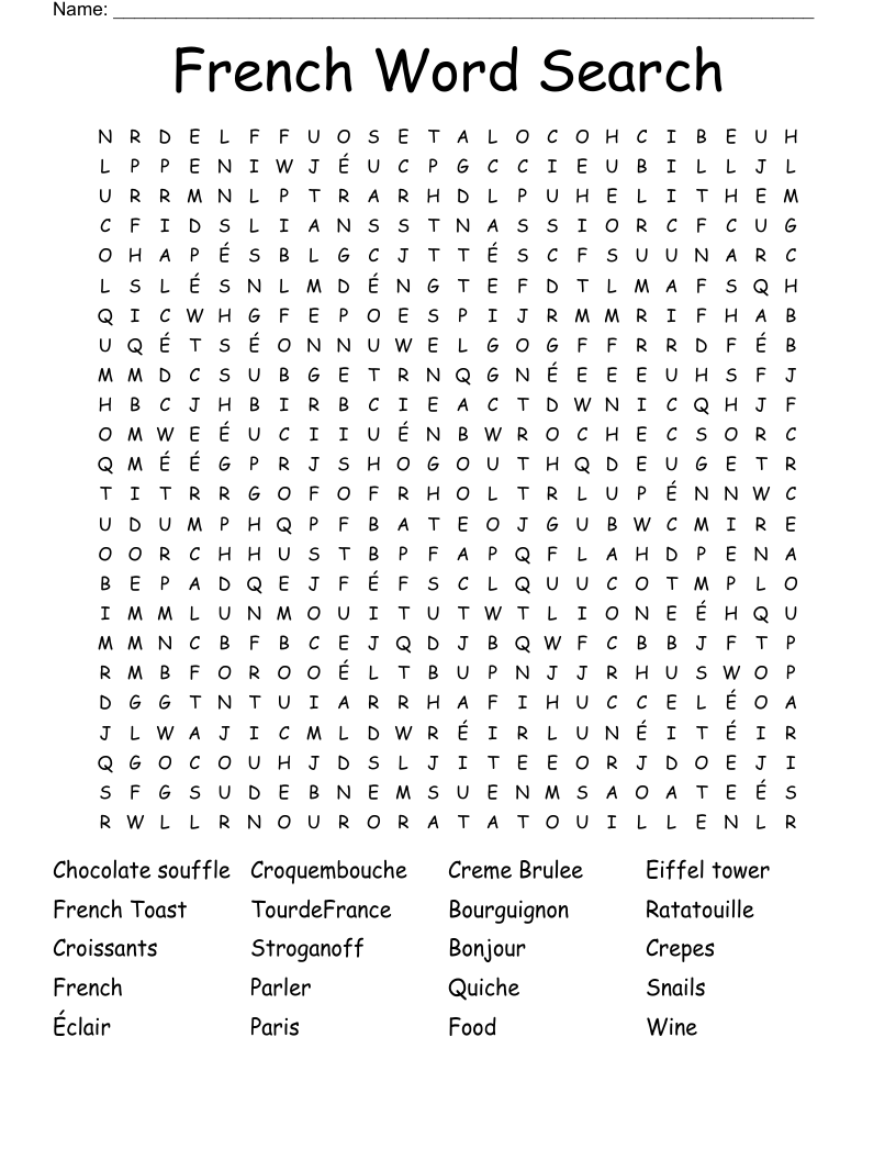 French Word Search WordMint
