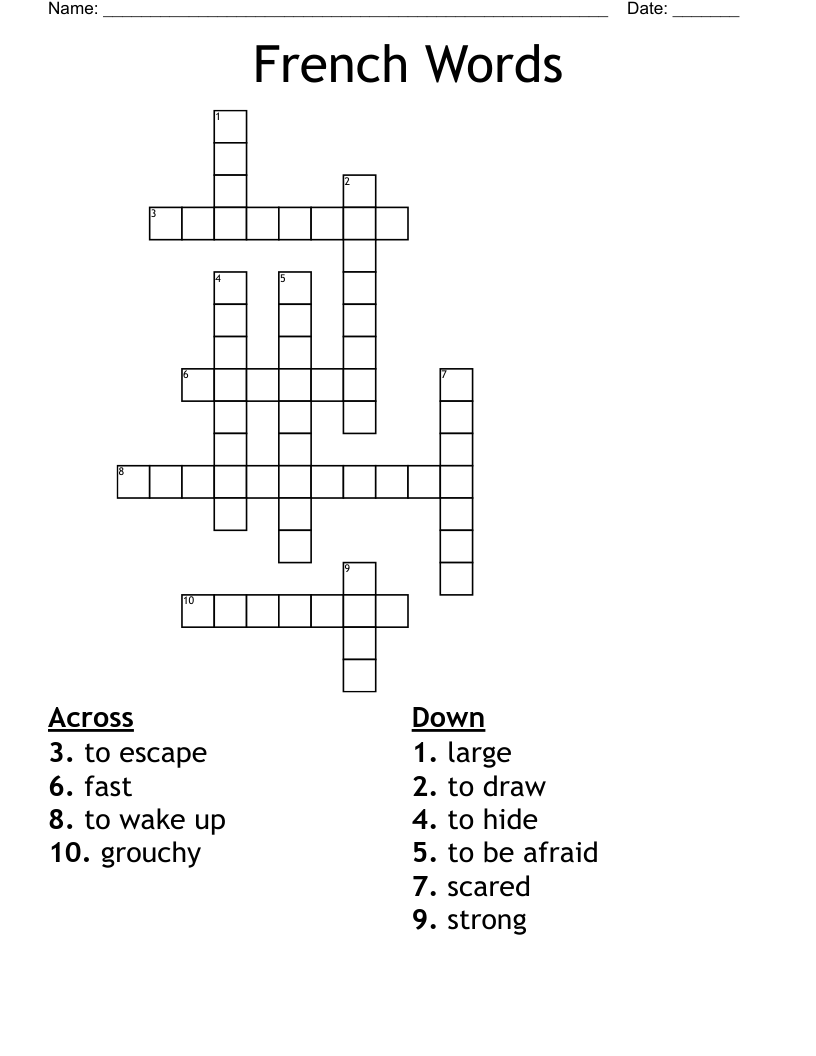 French Words Crossword WordMint