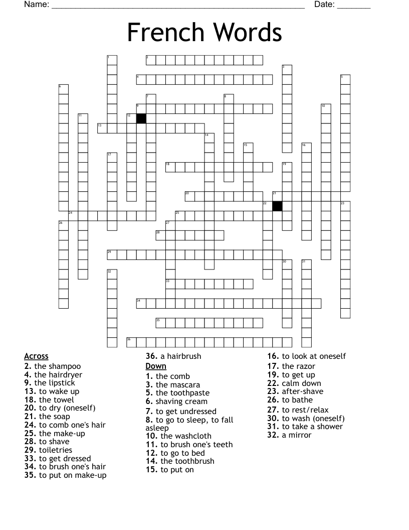French Words Crossword WordMint