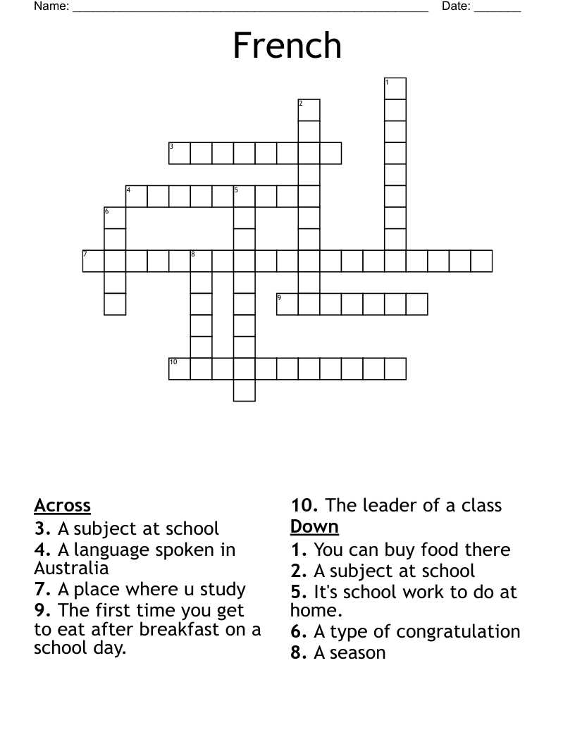 French Crossword WordMint