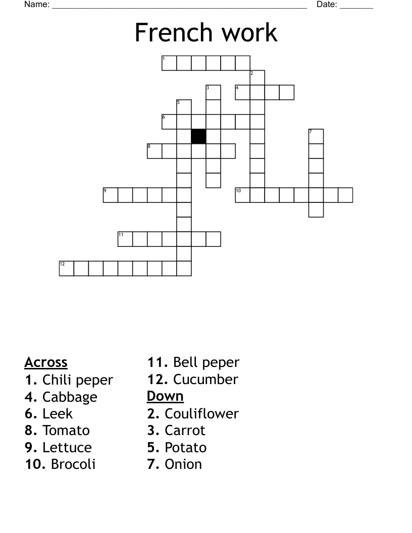 French work Crossword WordMint