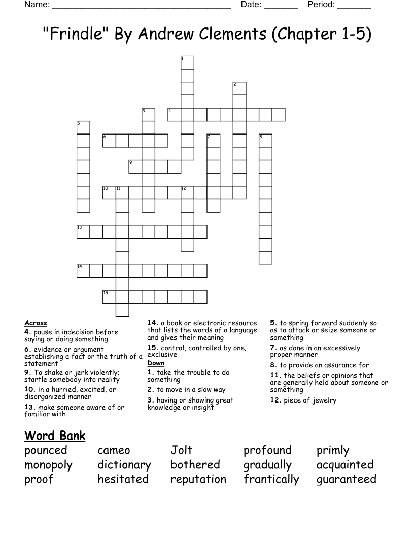 A Christmas Carol Vocabulary Act 1 Crossword WordMint