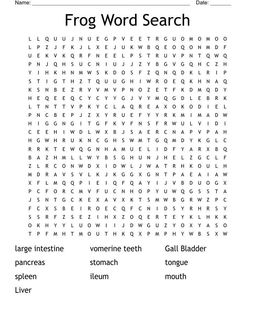 Frog Word Search Printable