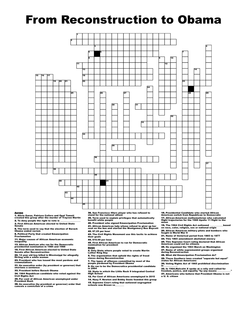 Black History Month Crossword WordMint