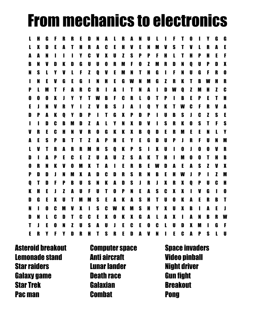 From mechanics to electronics Word Search WordMint