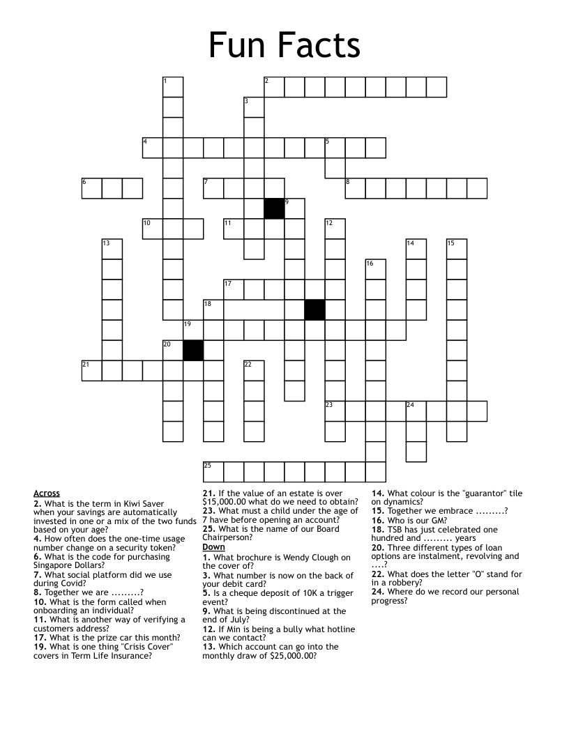 Fun Facts Crossword WordMint