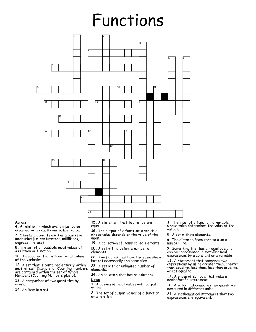 Functions Crossword WordMint