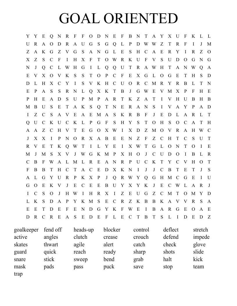 GOAL ORIENTED Word Search WordMint