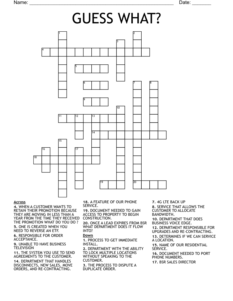 GUESS WHAT? Crossword WordMint
