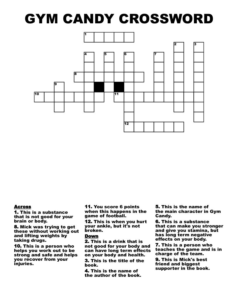 GYM CANDY CROSSWORD WordMint