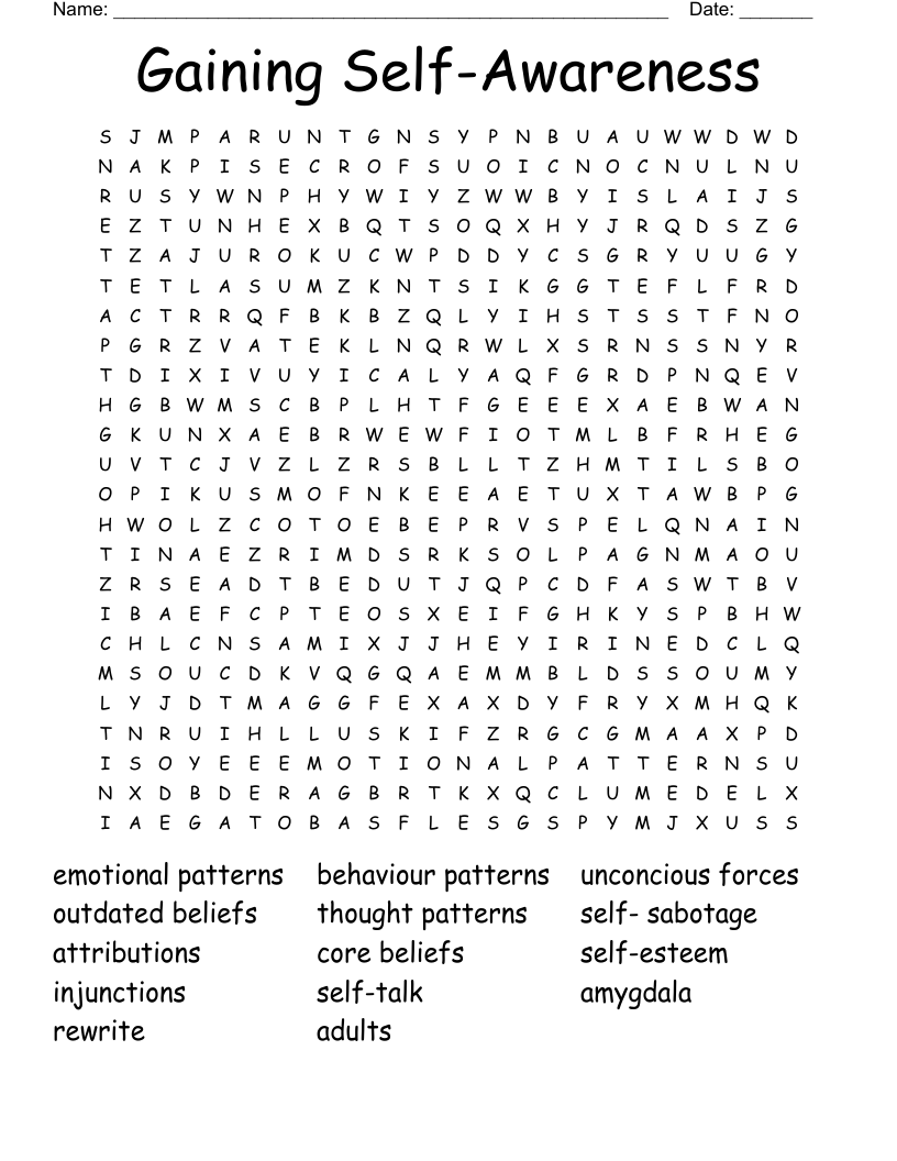 Gaining SelfAwareness Word Search WordMint