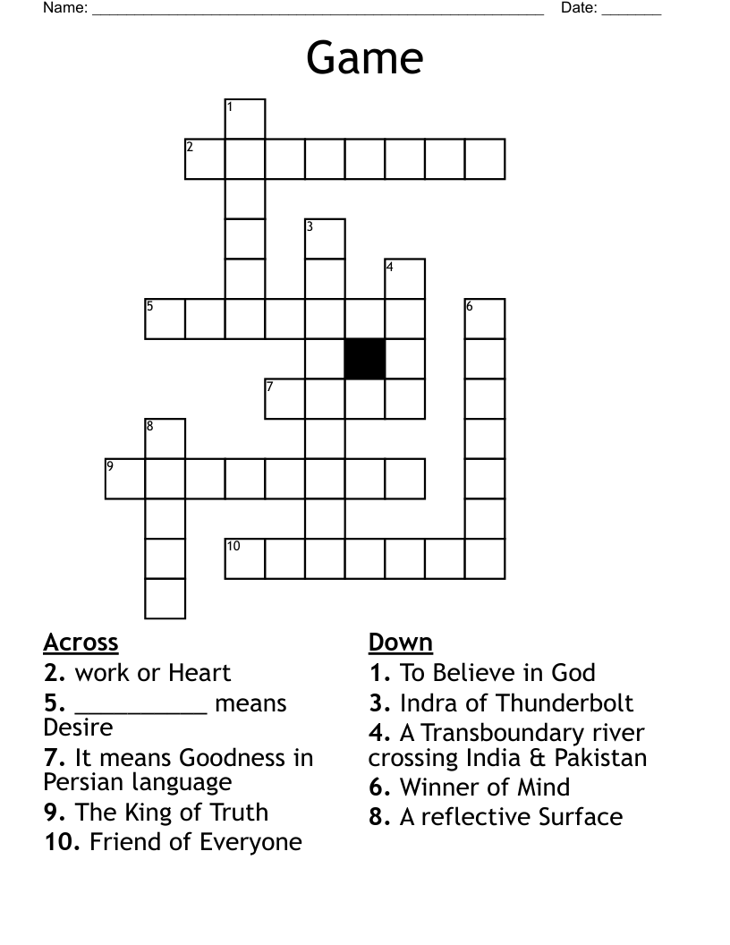 Game Crossword WordMint