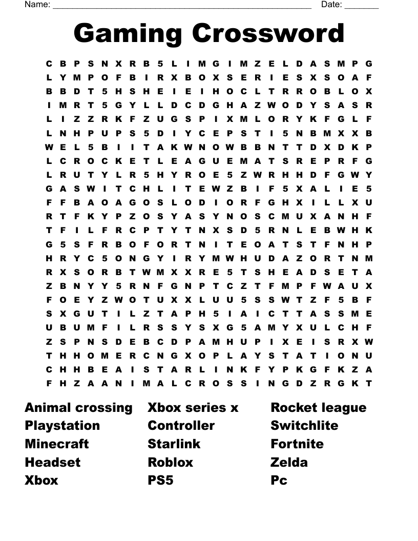 Gaming Crossword Word Search WordMint