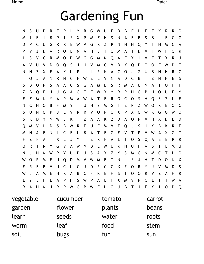 Gardening Fun Word Search WordMint