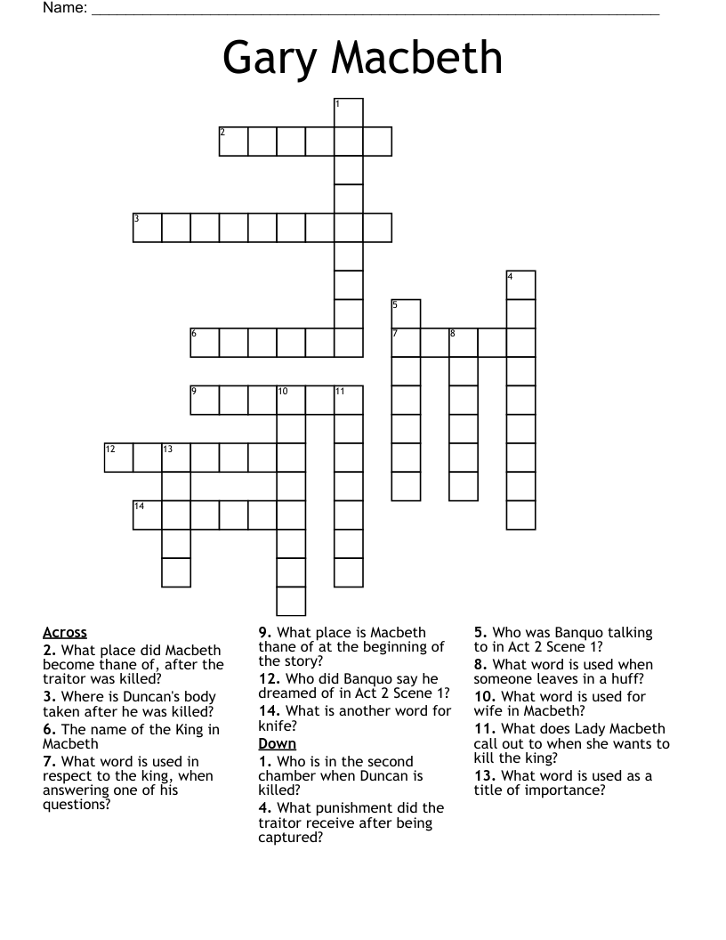 Gary Macbeth Crossword WordMint