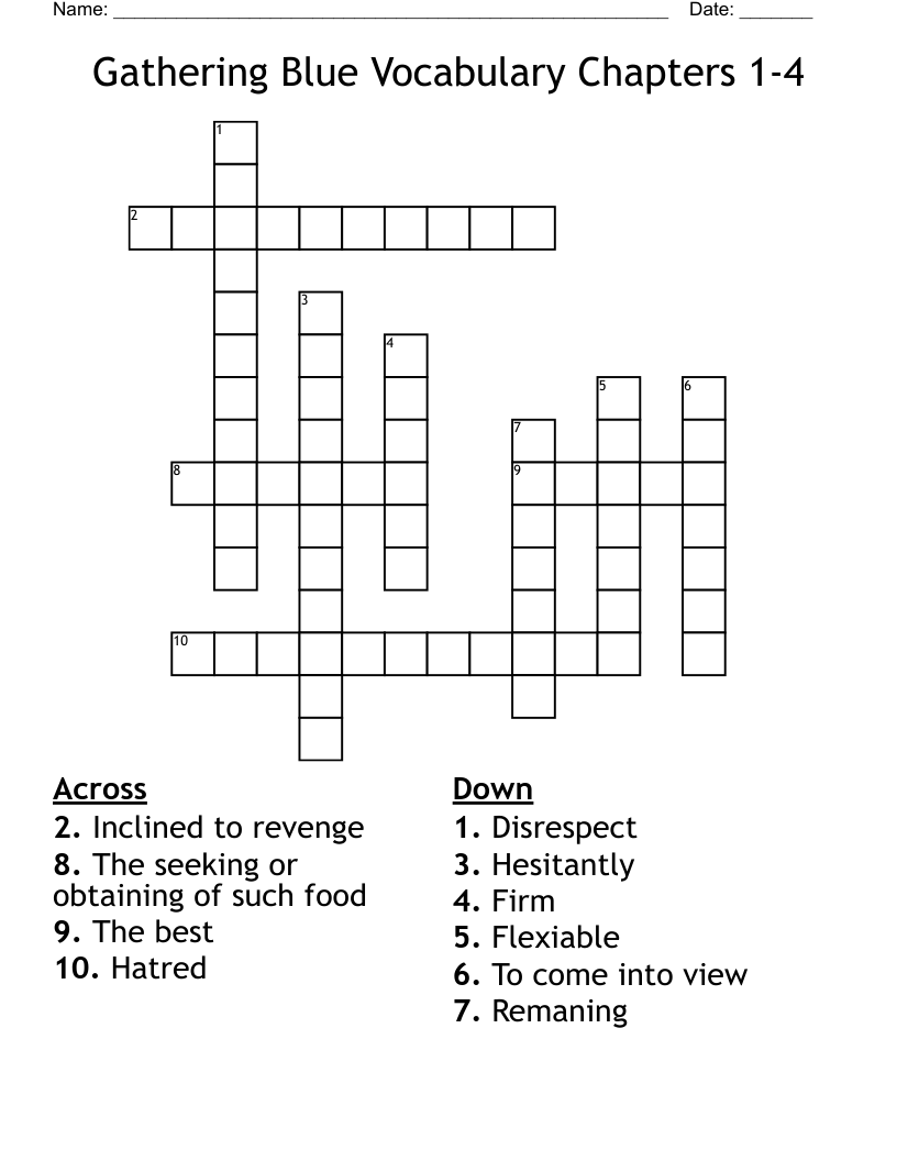 Gathering Blue Vocabulary Chapters 14 Crossword WordMint