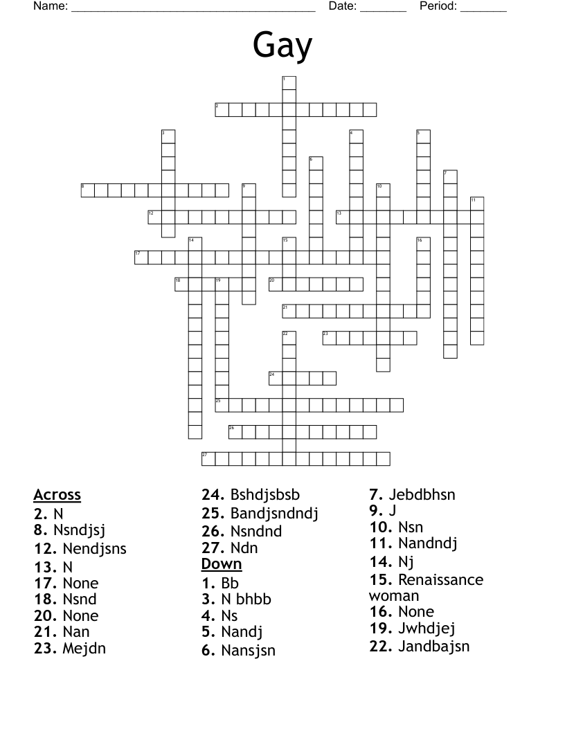 Gay Crossword WordMint