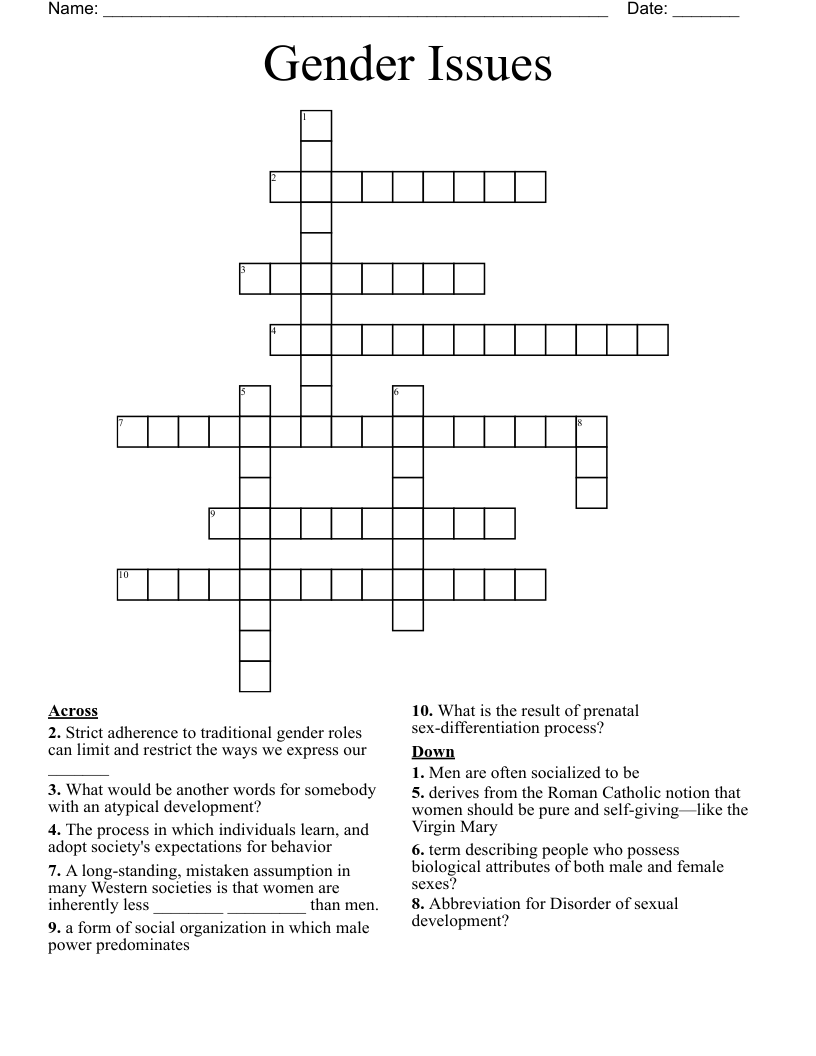 Gender Inequality Crossword WordMint