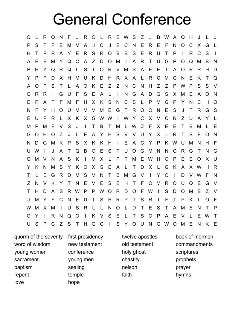 General Conference Word Search WordMint