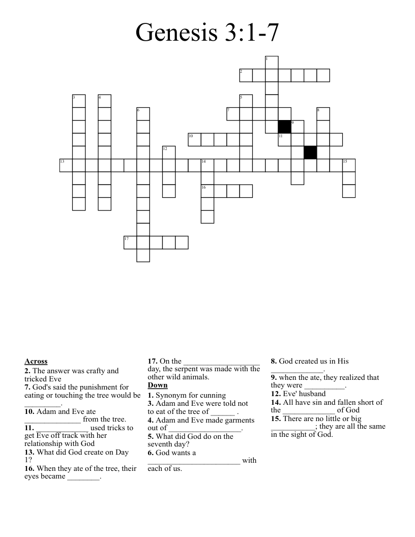 Genesis 3 The Fall Word Search WordMint