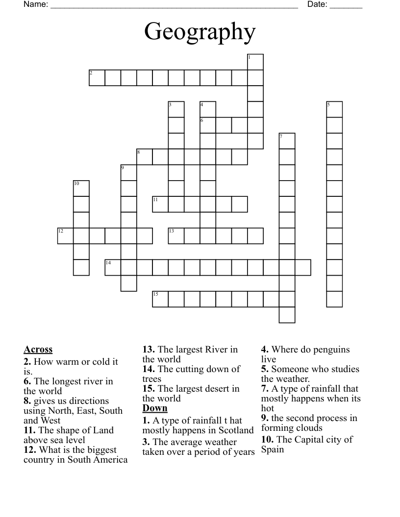 Geography Crossword WordMint