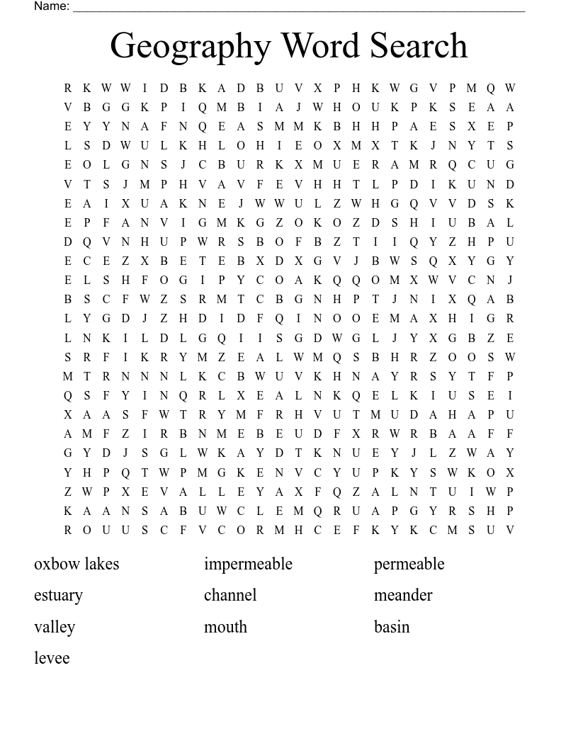 Geography Word Search - WordMint