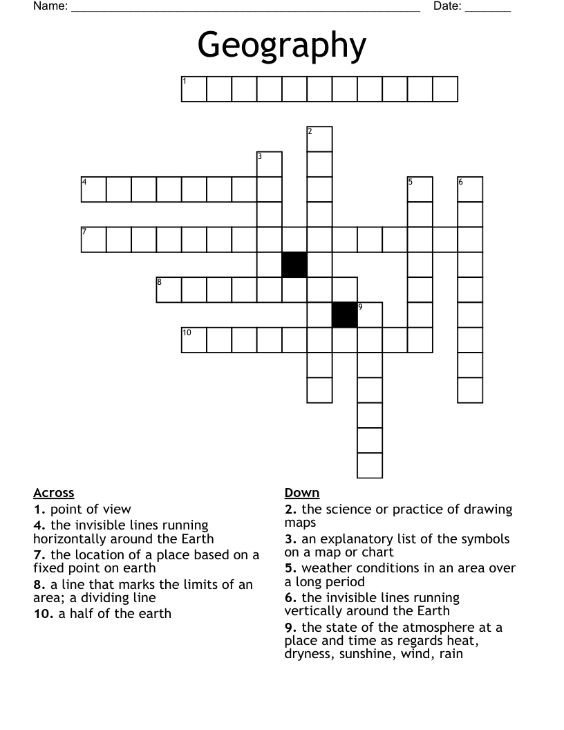 Map Skills Crossword - WordMint