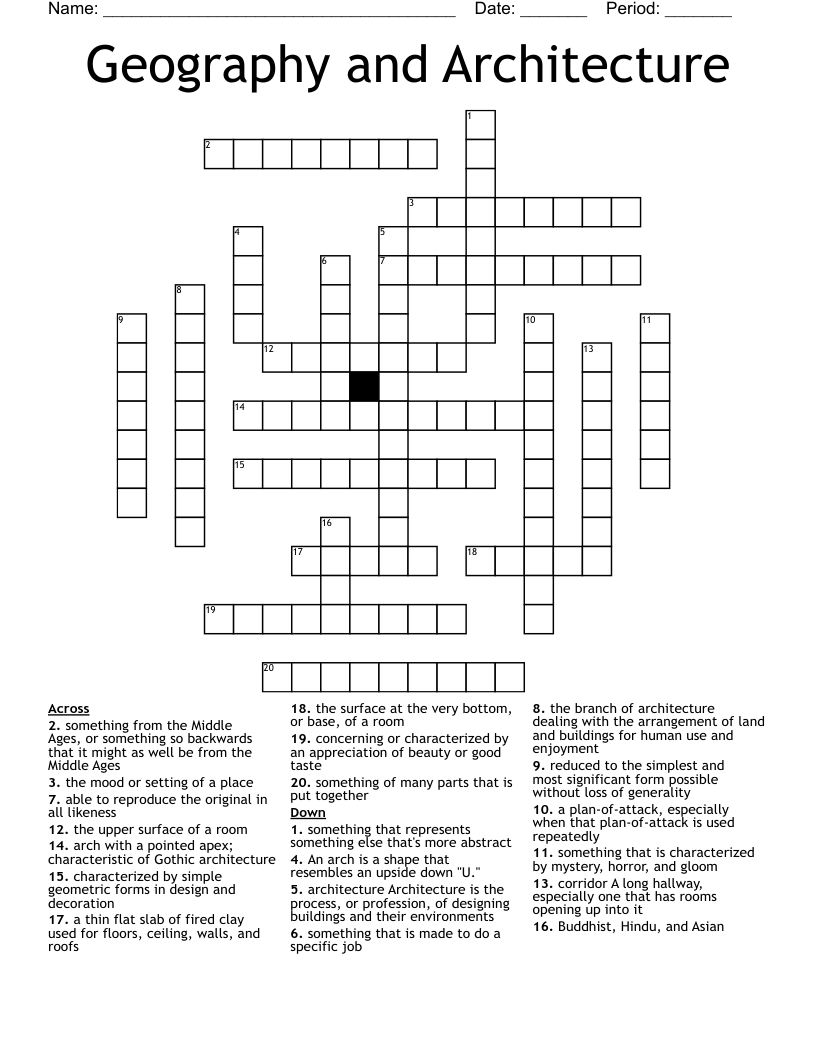 Geography and Architecture Crossword WordMint