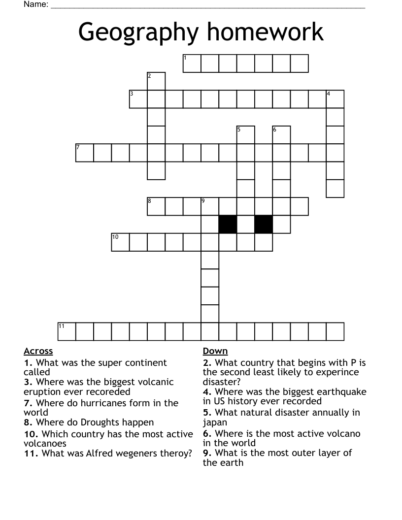 Geography homework Crossword WordMint