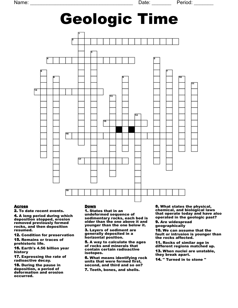 CLUES TO EARTHS PAST Crossword WordMint