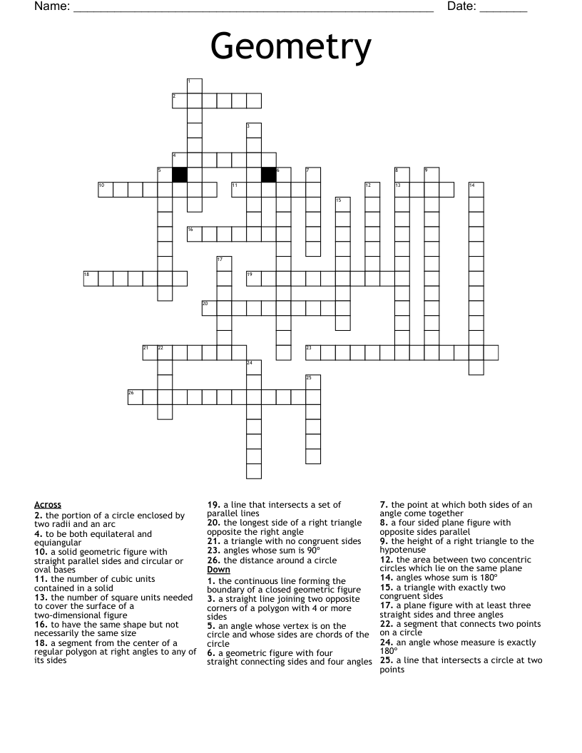 Geometry Crossword WordMint