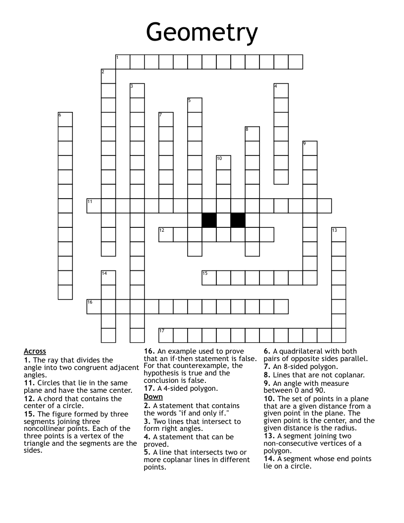 Geometry Crossword WordMint