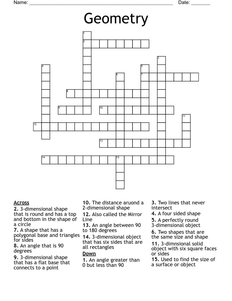 Geometry Crossword WordMint