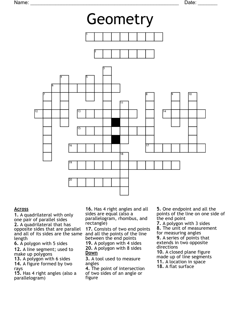 Geometry Crossword WordMint