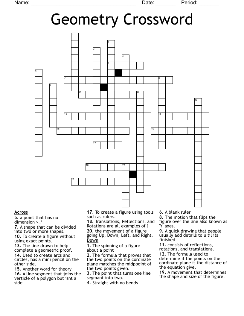Geometry Crossword WordMint