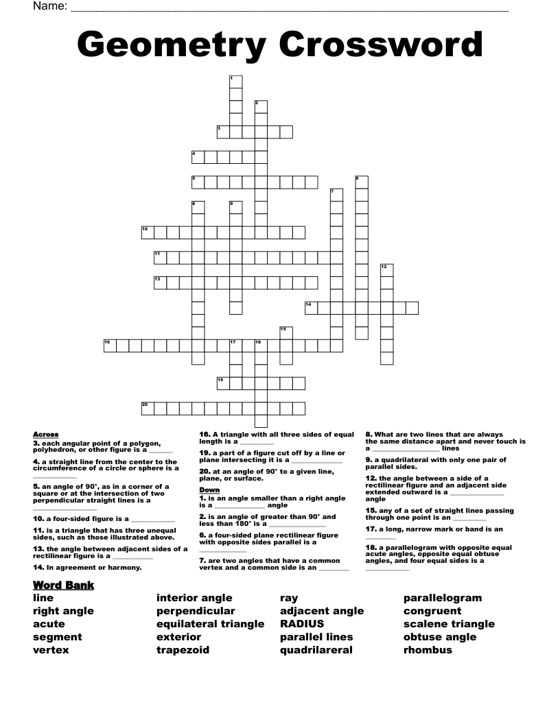 Geometry Crossword - WordMint