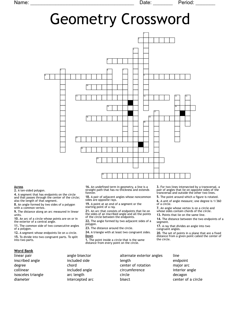 Geometry Crossword - WordMint