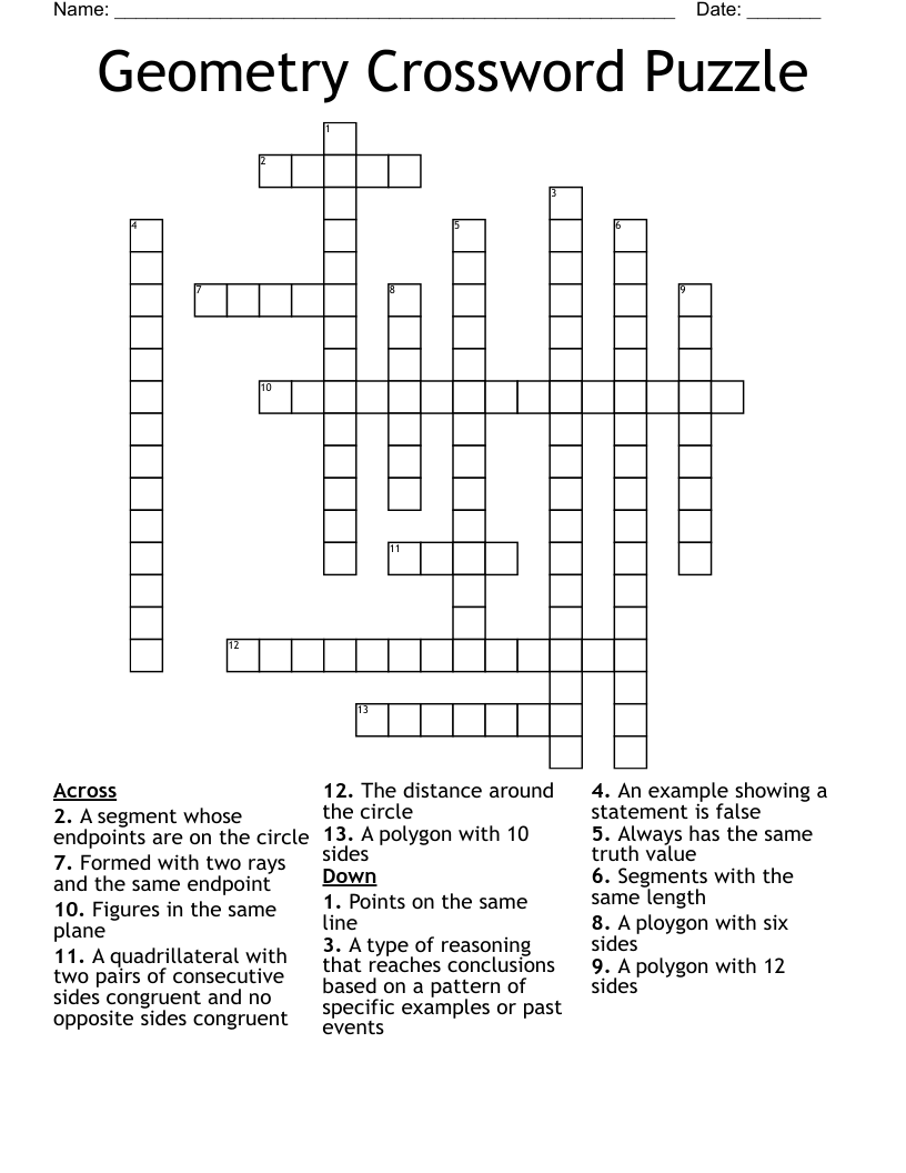Geometry Crossword Puzzle - WordMint
