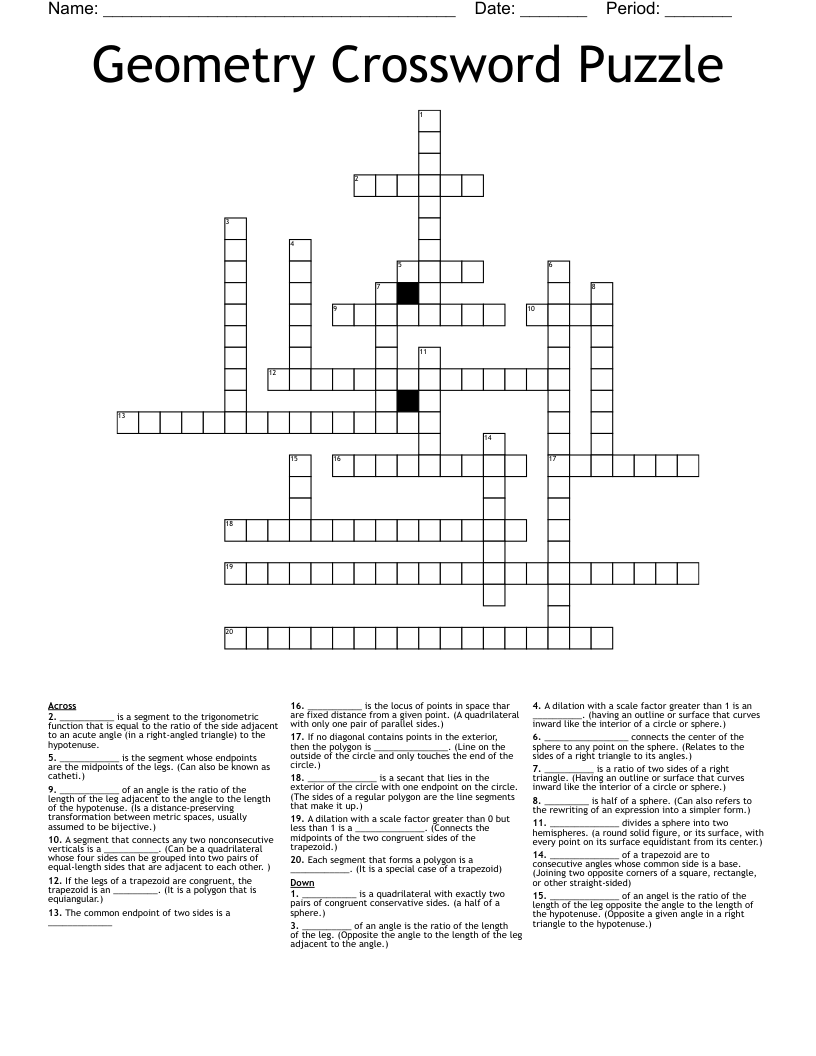 Geometry Crossword Puzzle - WordMint