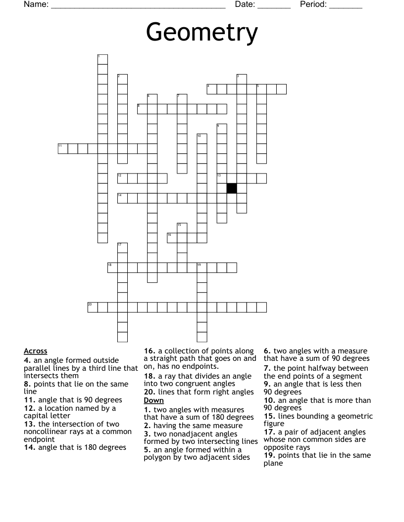 Geometry Crossword WordMint