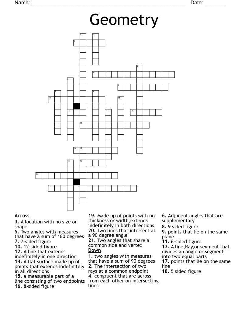Geometry Crossword WordMint