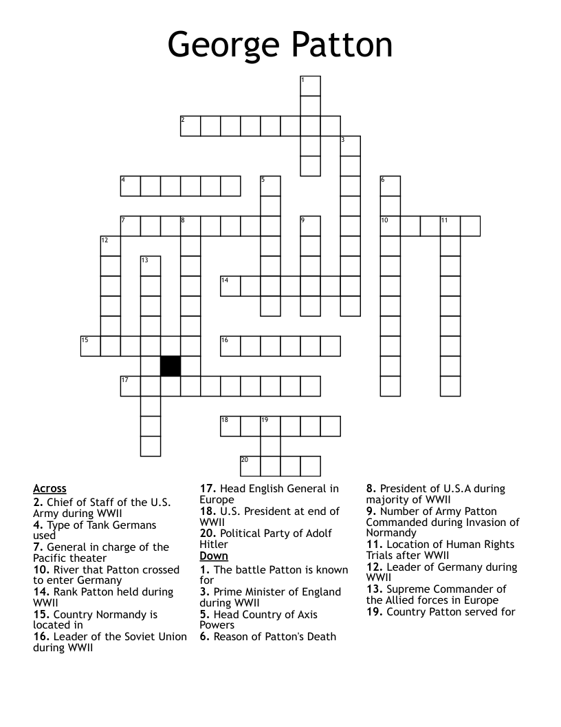 Patton Crossword WordMint