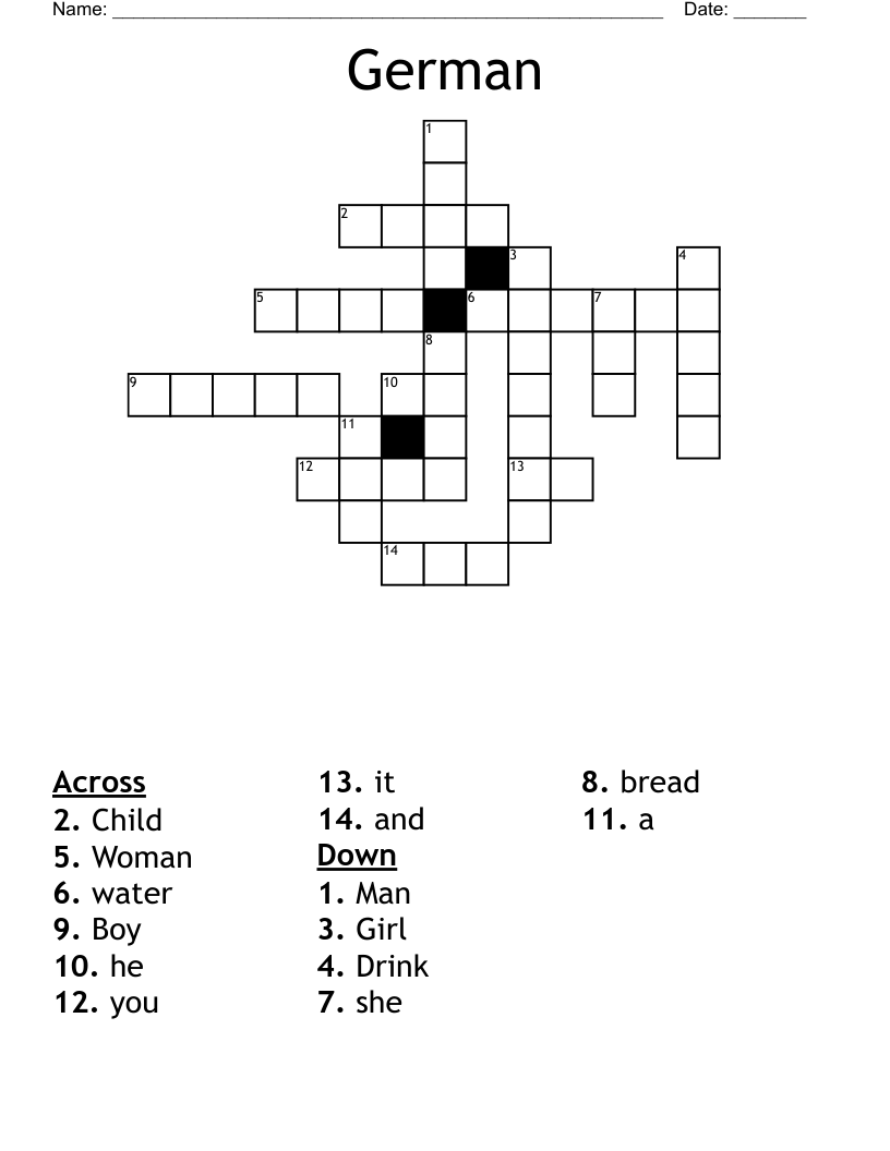 German Crossword WordMint