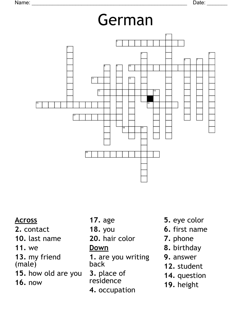 German Puzzle Crossword WordMint