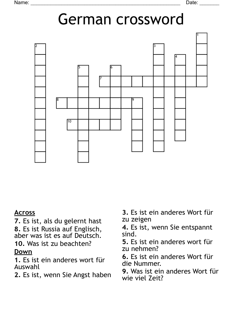 German Crossword WordMint