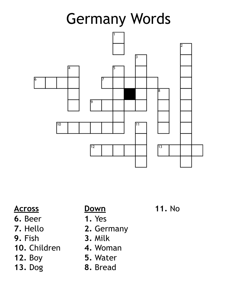 Germany Words Crossword WordMint