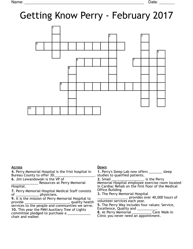 Getting Know Perry February 2017 Crossword WordMint